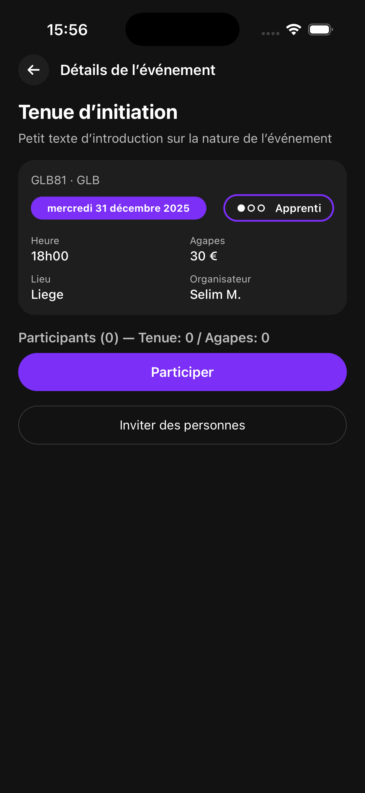Détails de l'événement